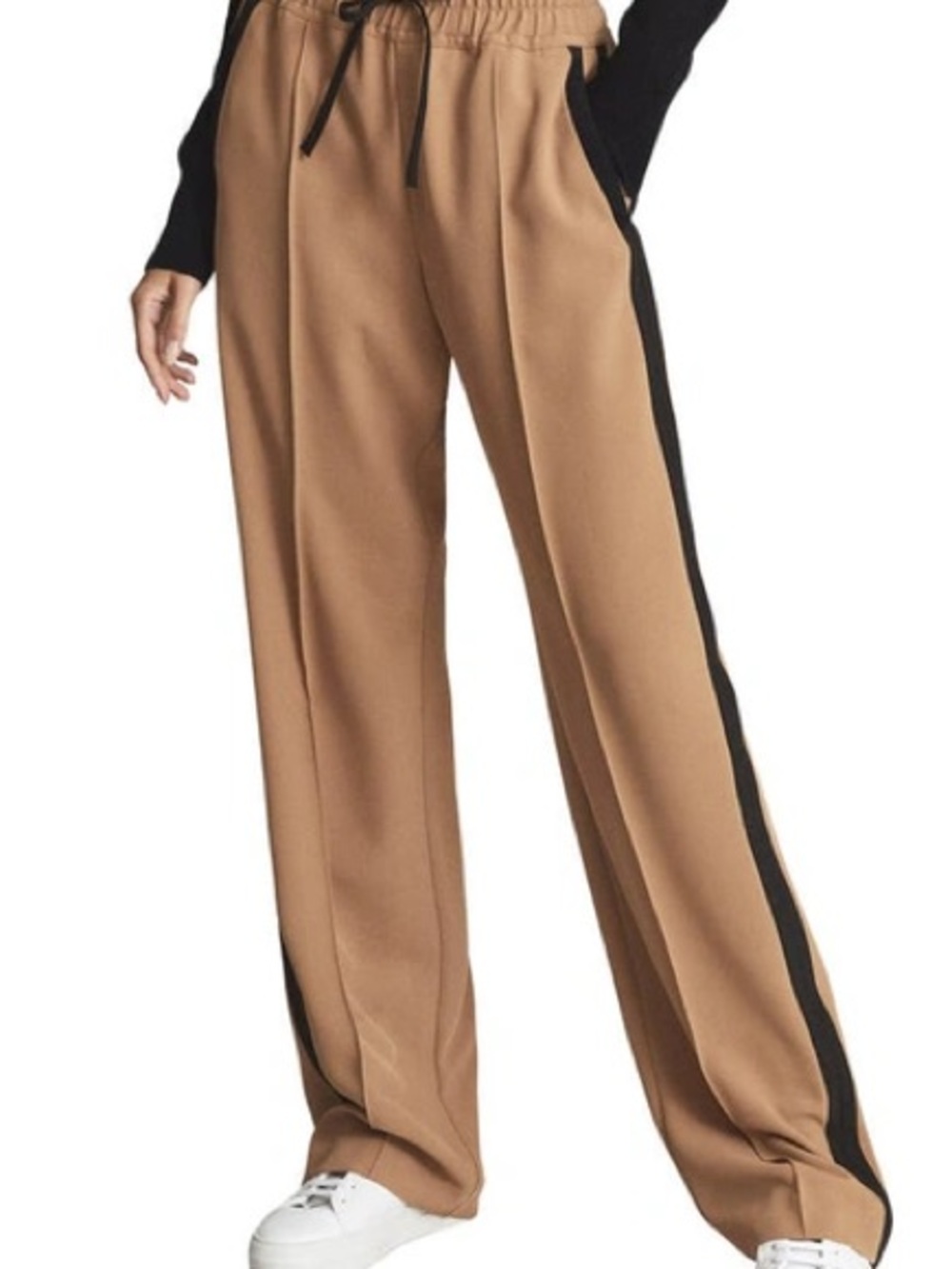 Reiss FRAZER SIDE STRIPE RECYCLED
POLYESTER BLEND DRAWSTRING PANTS
IN CAMEL